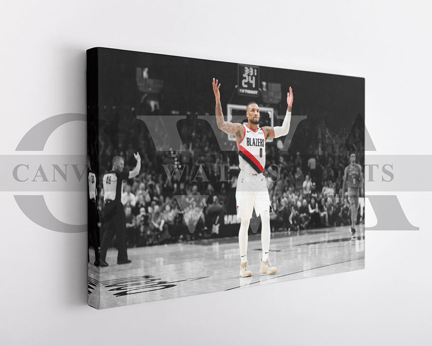 Damian Lillard Black & White Canvas Art Basketball Canvas Wall Art
