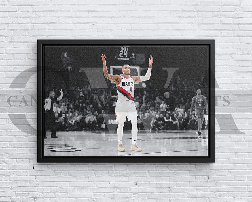 Damian Lillard Black & White Canvas Art Basketball Canvas Wall Art