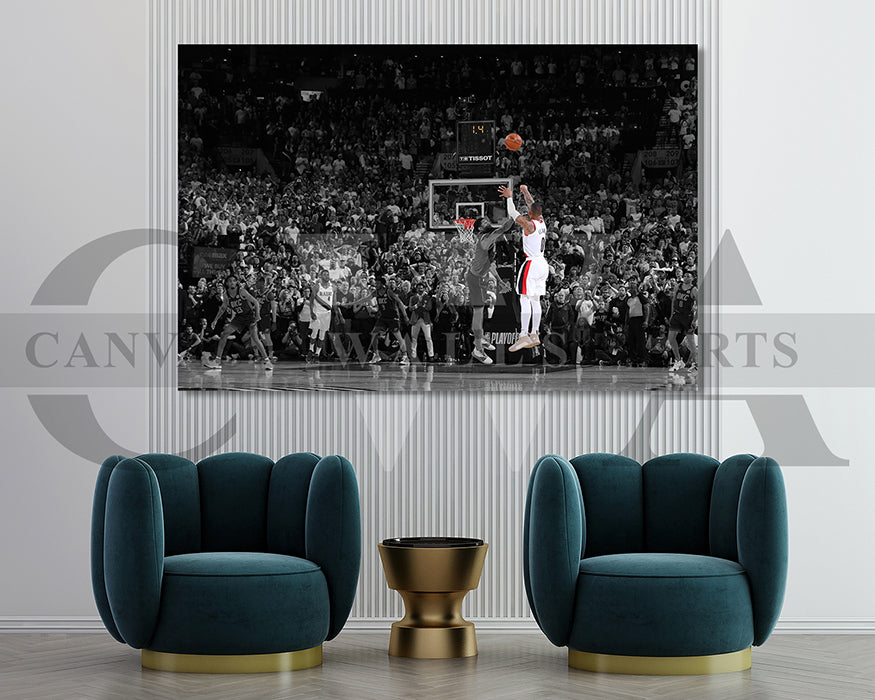 Damian Lillard Black & White Canvas Art Basketball Canvas Wall Art