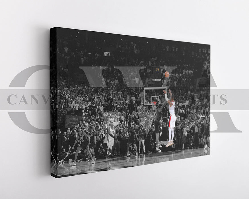 Damian Lillard Black & White Canvas Art Basketball Canvas Wall Art