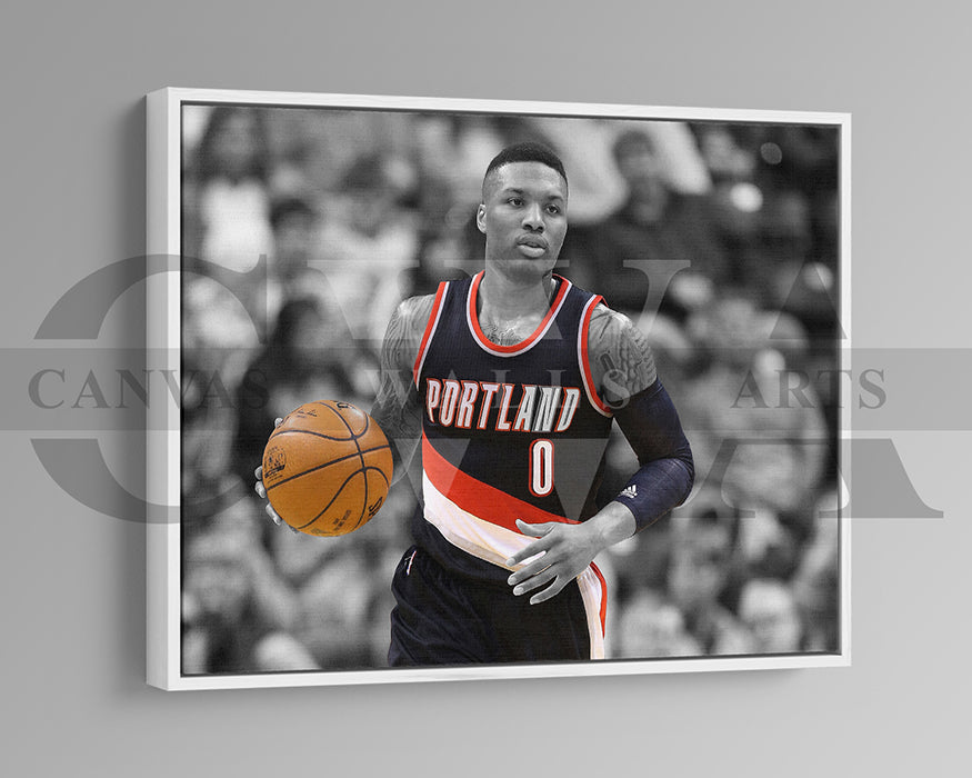 Damian Lillard Black & White Canvas Art Basketball Canvas Wall Art