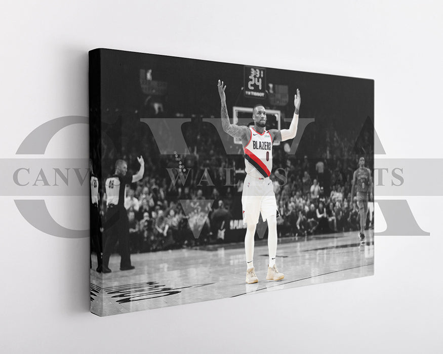 Damian Lillard Black & White Canvas Art Basketball Canvas Wall Art