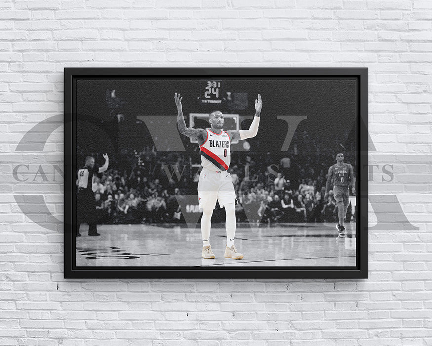 Damian Lillard Black & White Canvas Art Basketball Canvas Wall Art