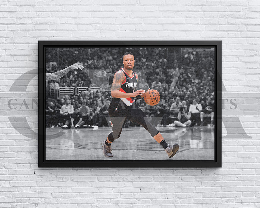 Damian Lillard Black & White Canvas Art Basketball Canvas Wall Art