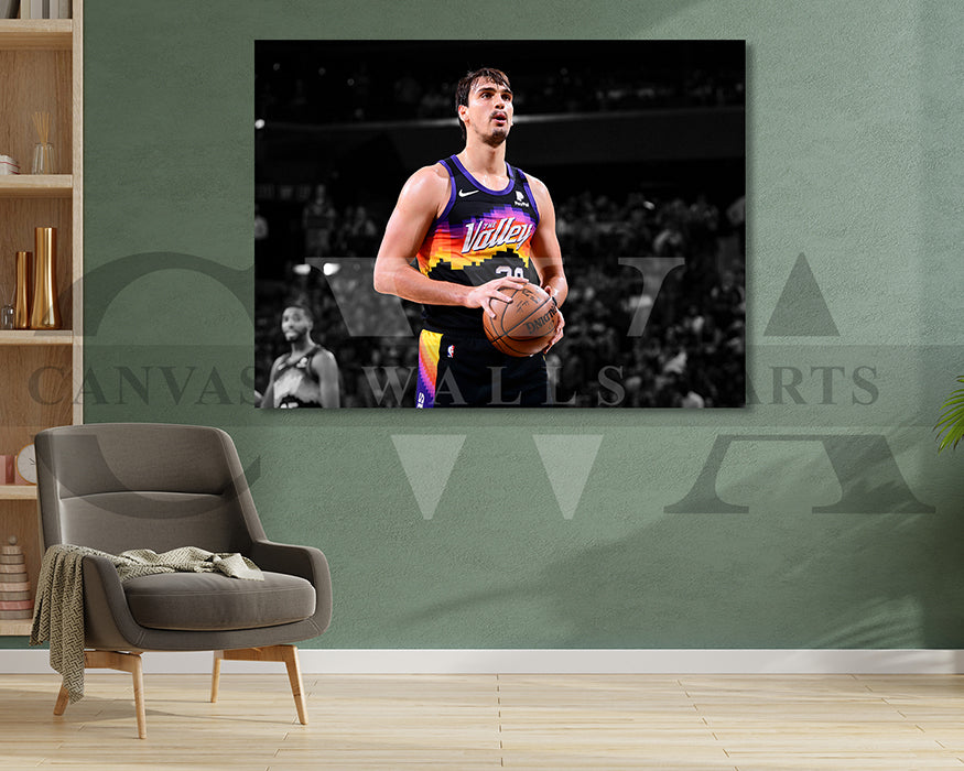 Dario Saric Black & White Canvas Art Basketball Canvas Wall Art