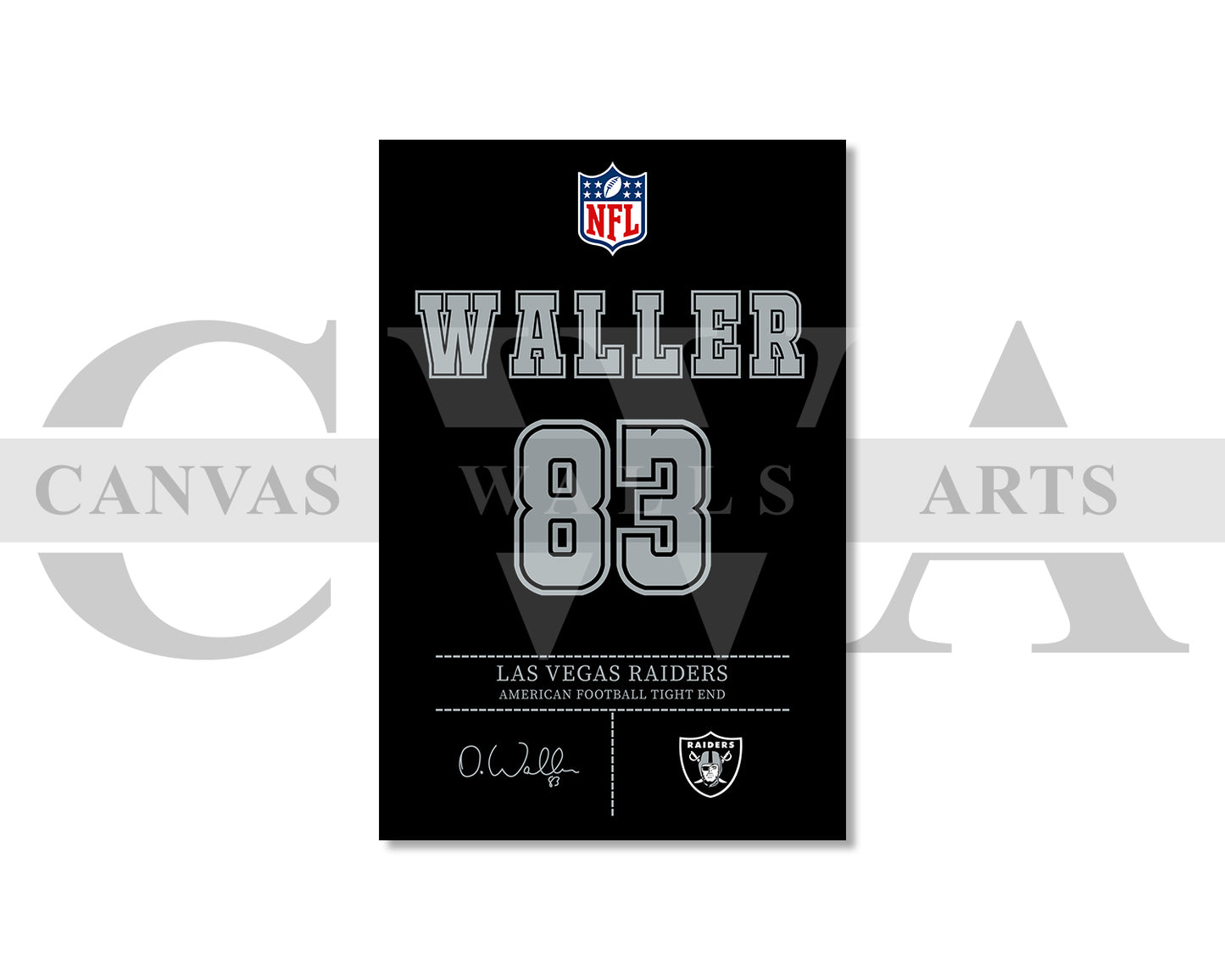 Darren Waller Canvas Wall Art - NFL Jersey Poster | Canvas Frame Ready to Hang