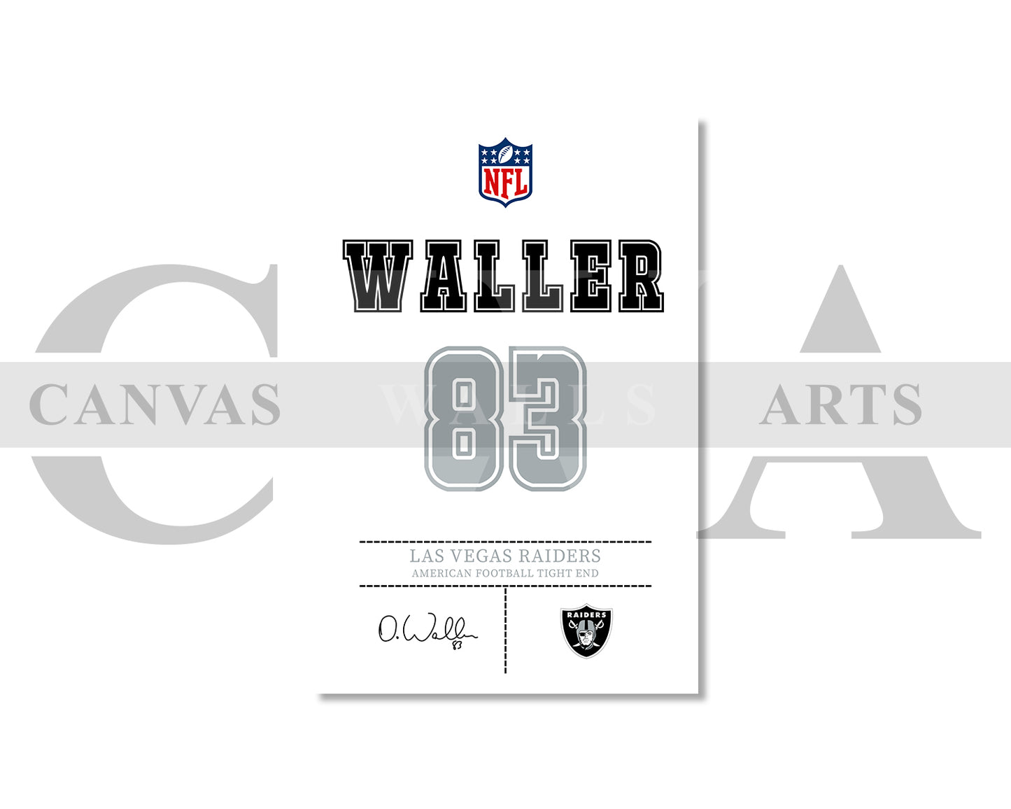Darren Waller Canvas Wall Art - NFL Jersey Poster | Canvas Frame Ready to Hang