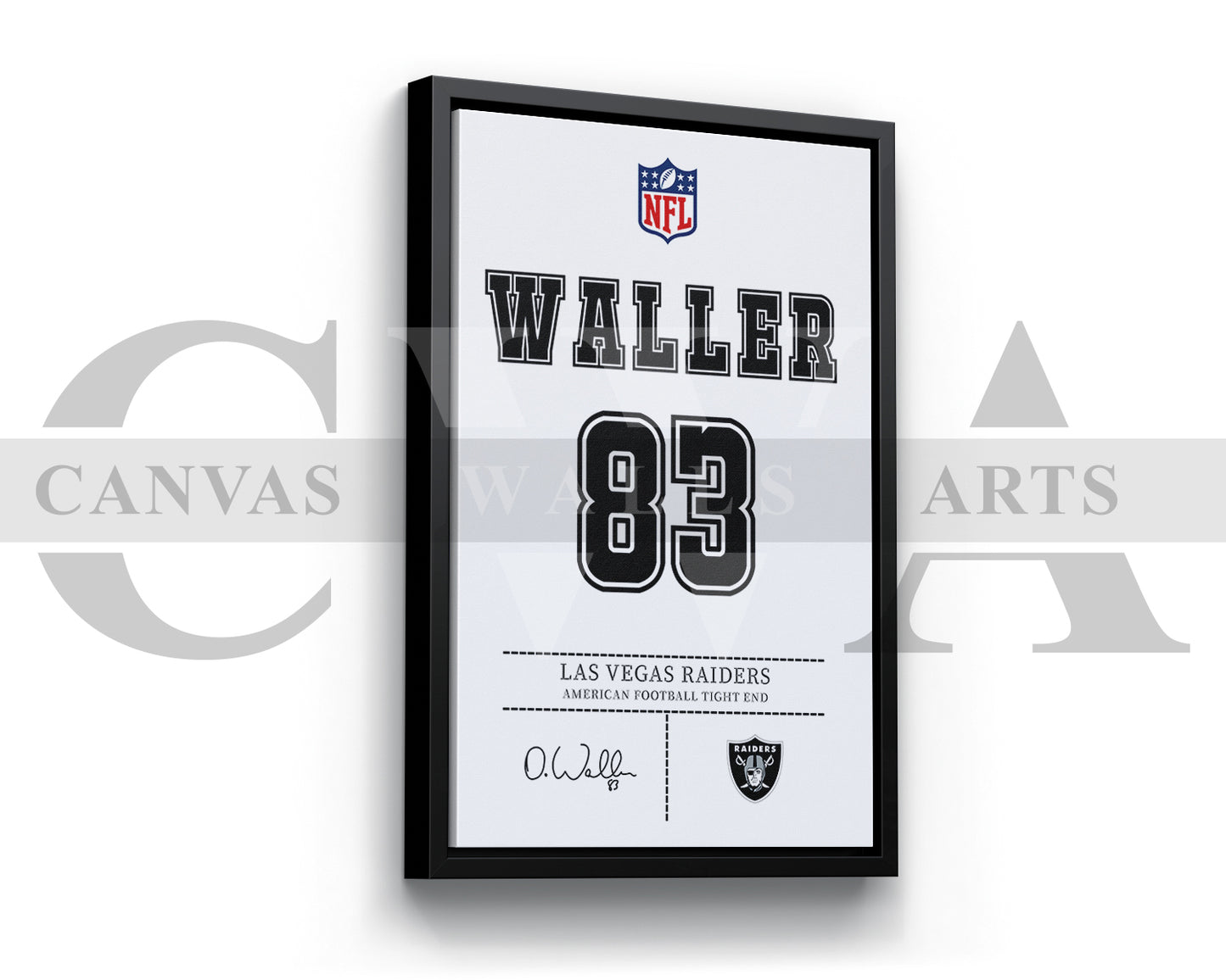 Darren Waller Canvas Wall Art - NFL Jersey Poster | Sports Canvas Print