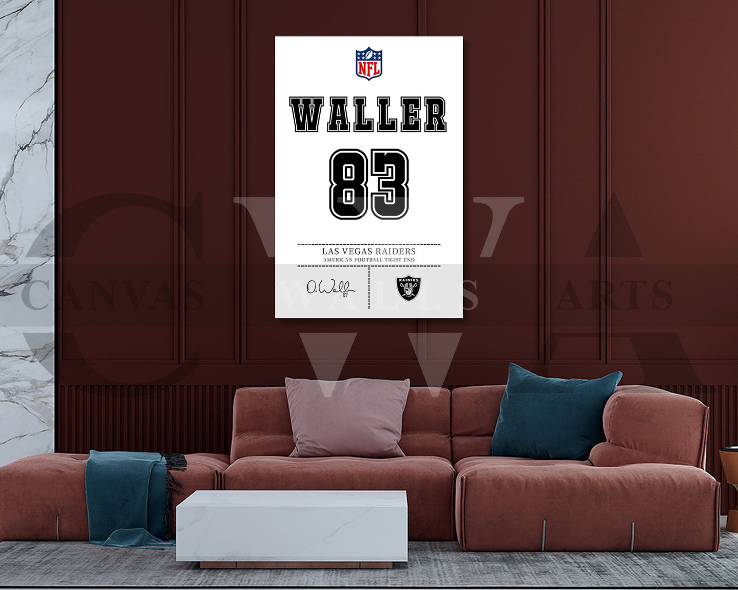 Darren Waller Canvas Wall Art - NFL Jersey Poster | Sports Canvas Print