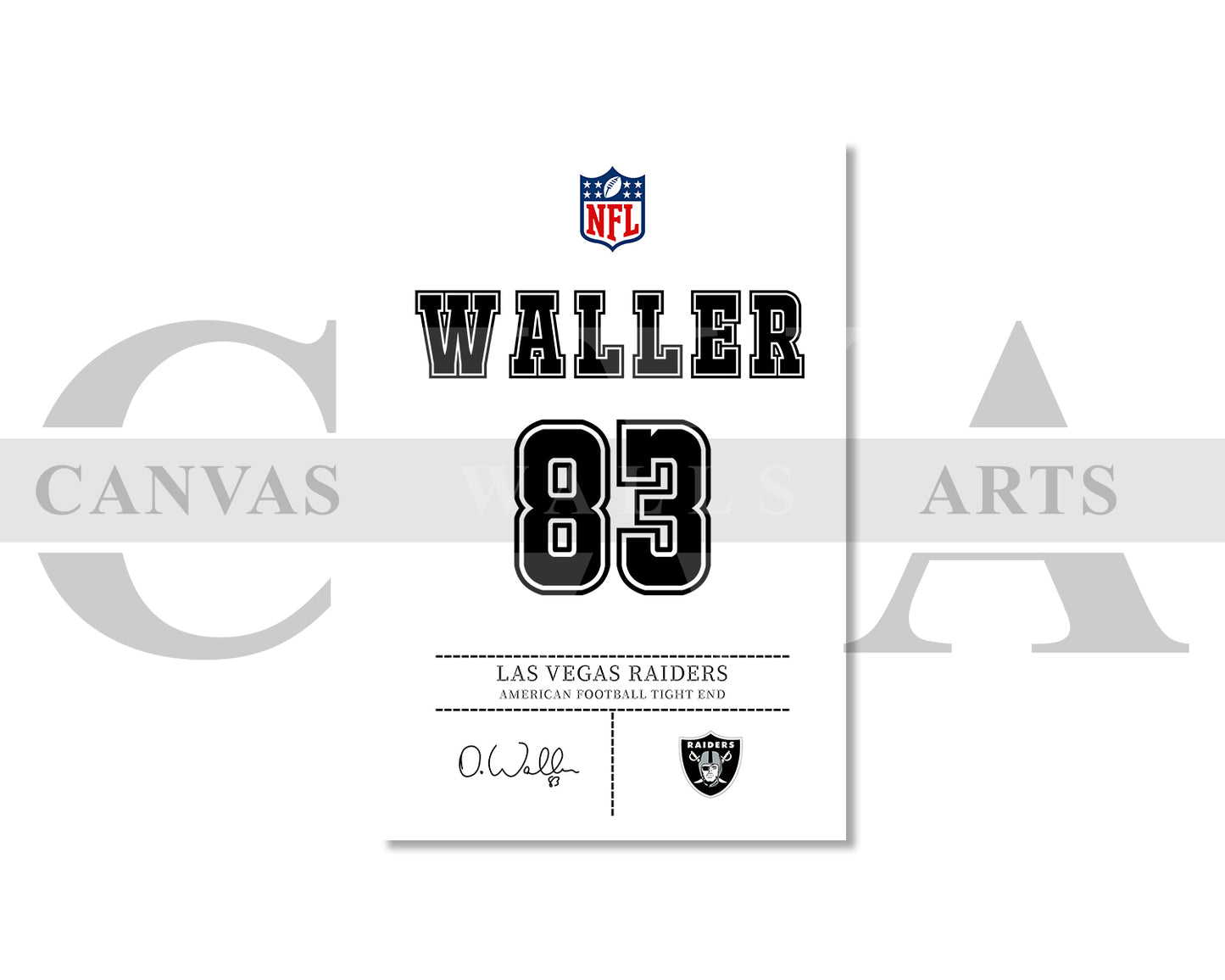Darren Waller Canvas Wall Art - NFL Jersey Poster | Sports Canvas Print