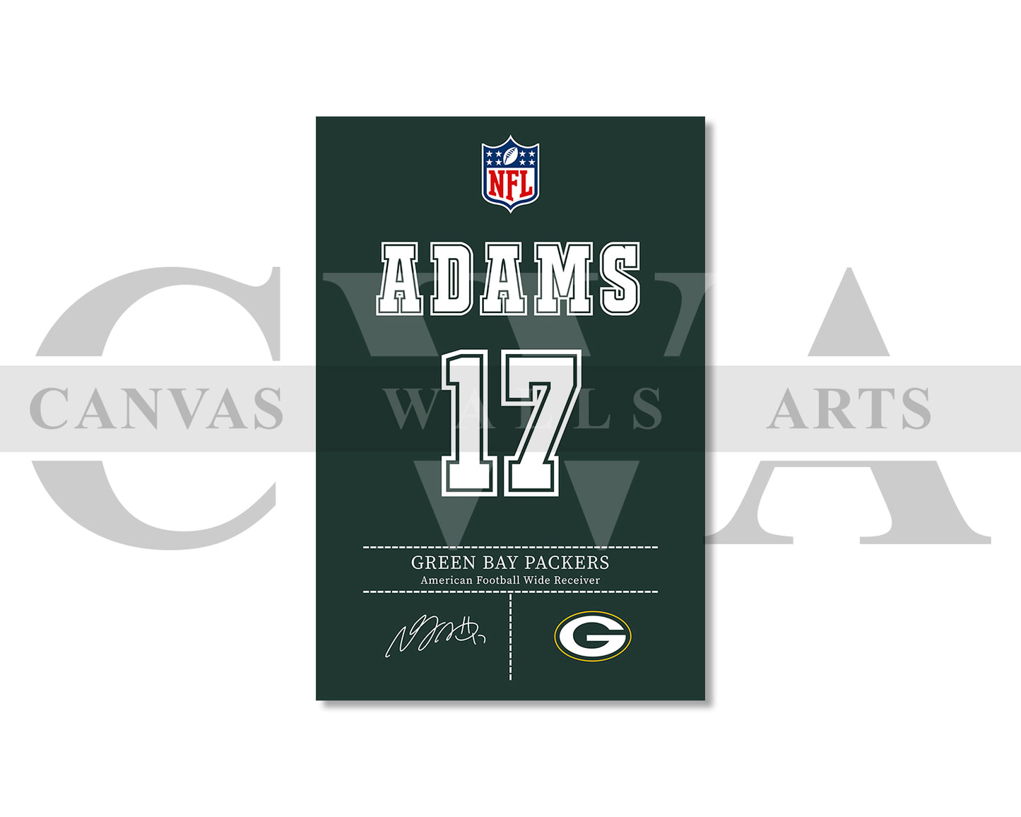 Davante Adams Canvas Wall Art - NFL Jersey Poster | Sports Canvas Print