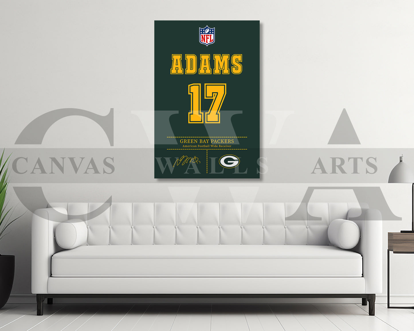 Davante Adams Canvas Wall Art - NFL Jersey Poster | Sports Canvas