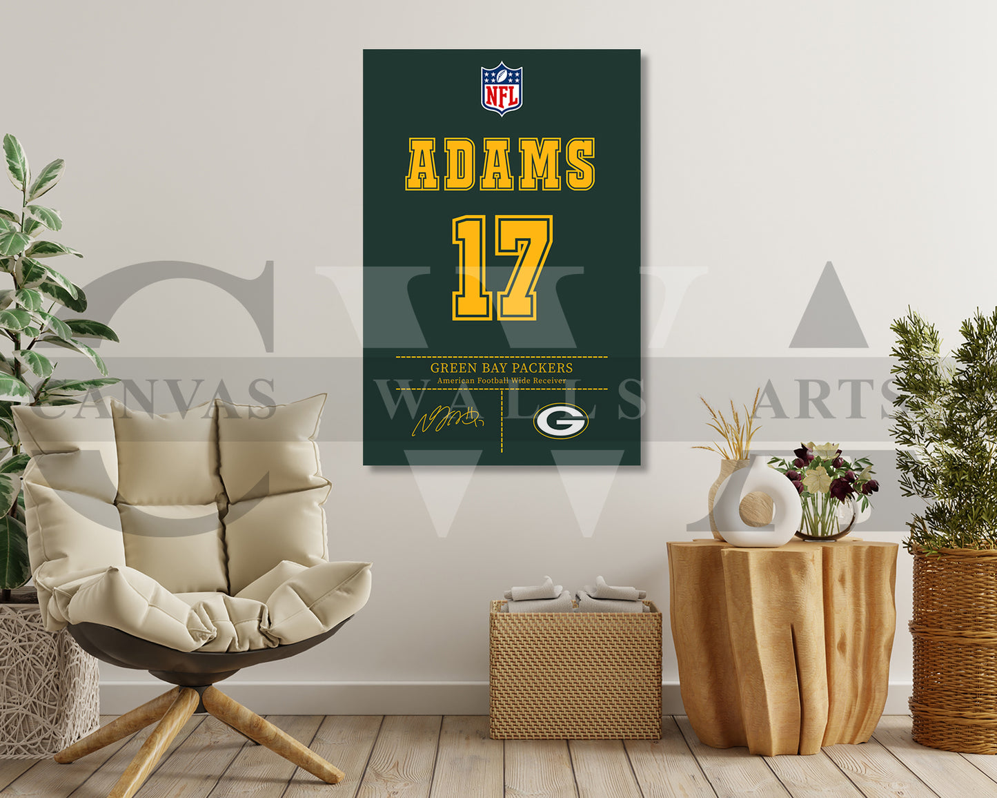 Davante Adams Canvas Wall Art - NFL Jersey Poster | Sports Canvas