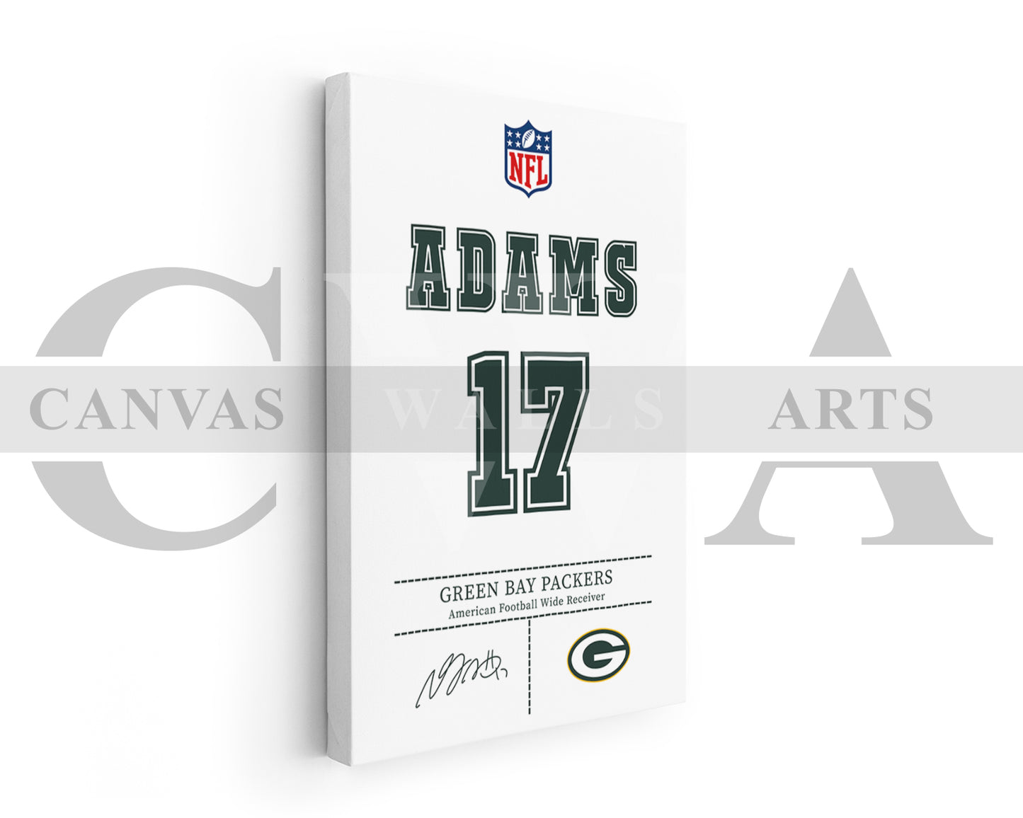 Davante Adams Canvas Wall Art - NFL Jersey Poster | Sports Canvas Wall Art