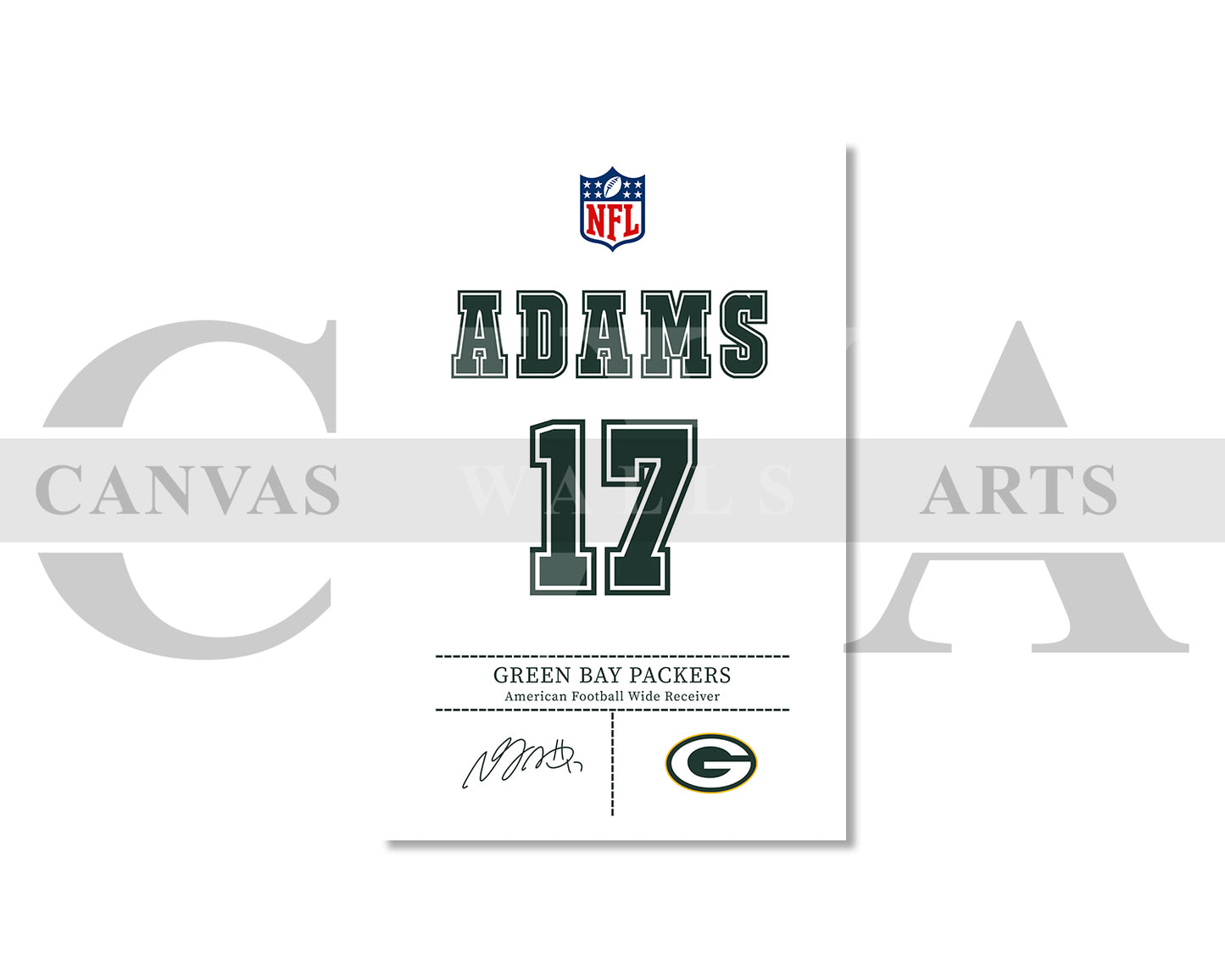 Davante Adams Canvas Wall Art - NFL Jersey Poster | Sports Canvas Wall Art