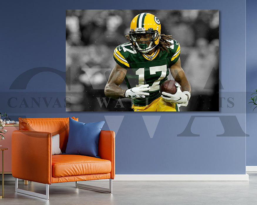 Davante Adams Black & White Canvas Art American Football Canvas Wall Art