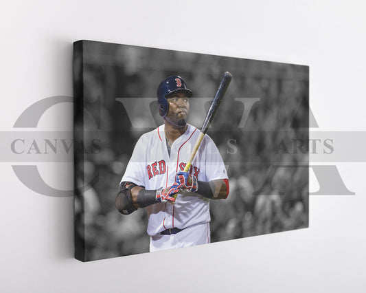 David Ortiz Black & White Canvas Art Baseball Canvas Wall Art