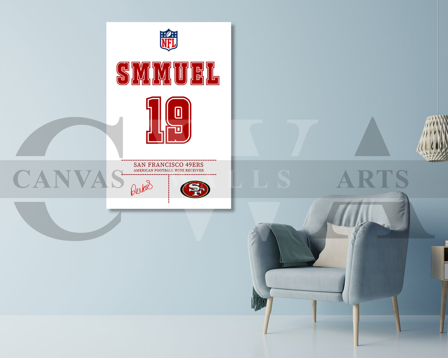 Deebo Samuel Canvas Wall Art - NFL Jersey Poster | Canvas Frame Ready To Hang