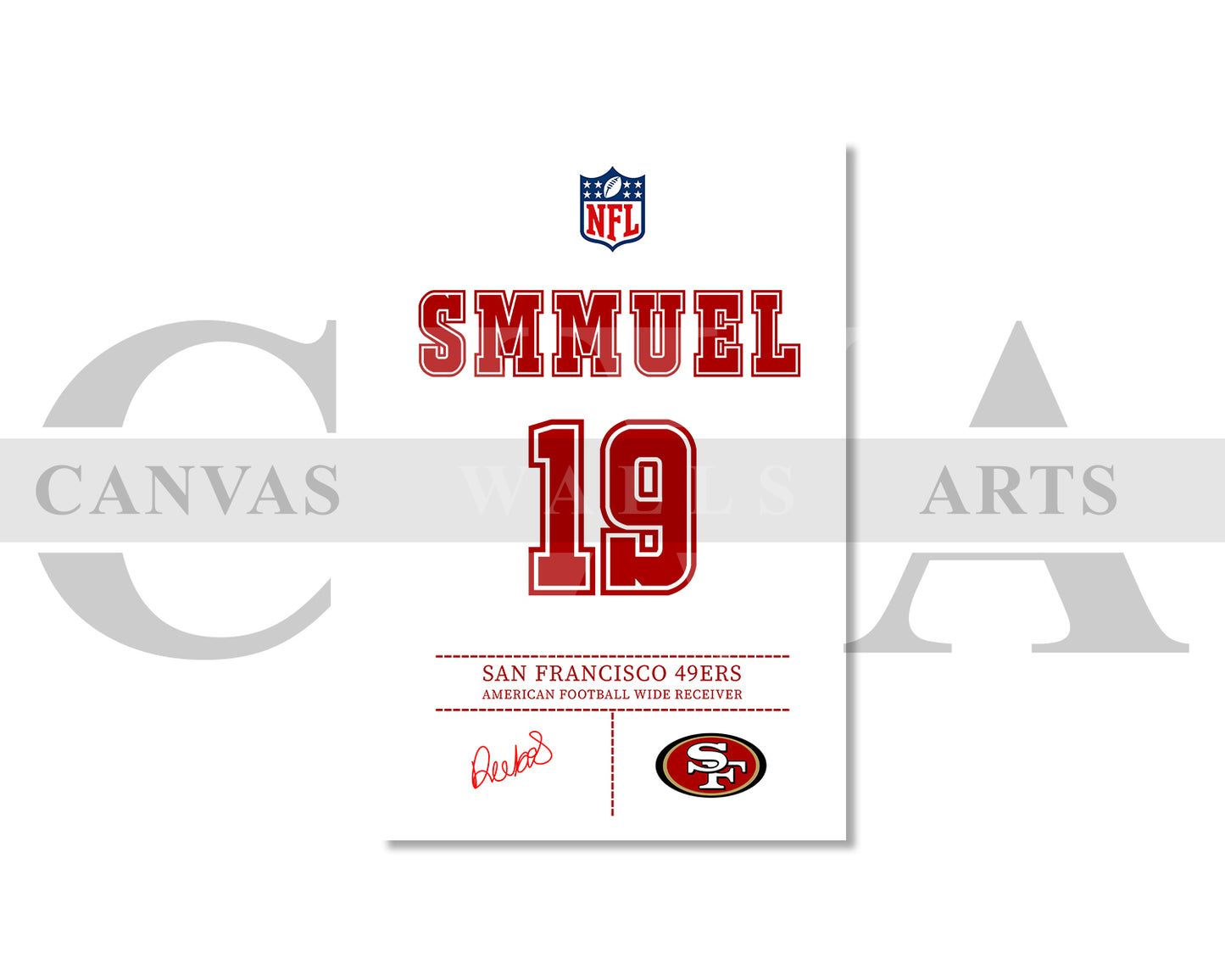 Deebo Samuel Canvas Wall Art - NFL Jersey Poster | Canvas Frame Ready To Hang