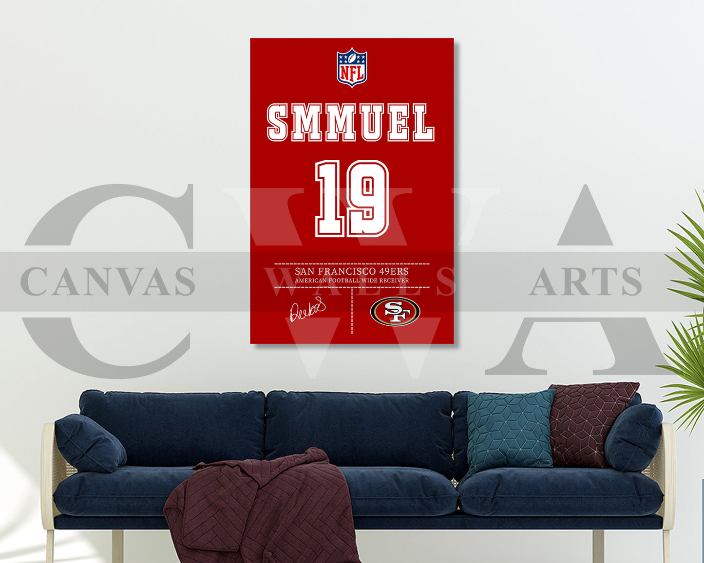 Deebo Samuel Canvas Wall Art - NFL Jersey Poster | American Football Canvas Print