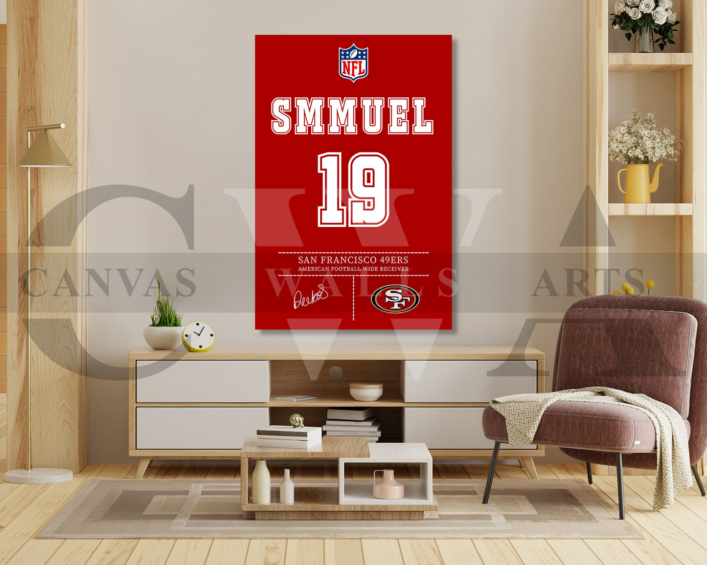 Deebo Samuel Canvas Wall Art - NFL Jersey Poster | American Football Canvas Print