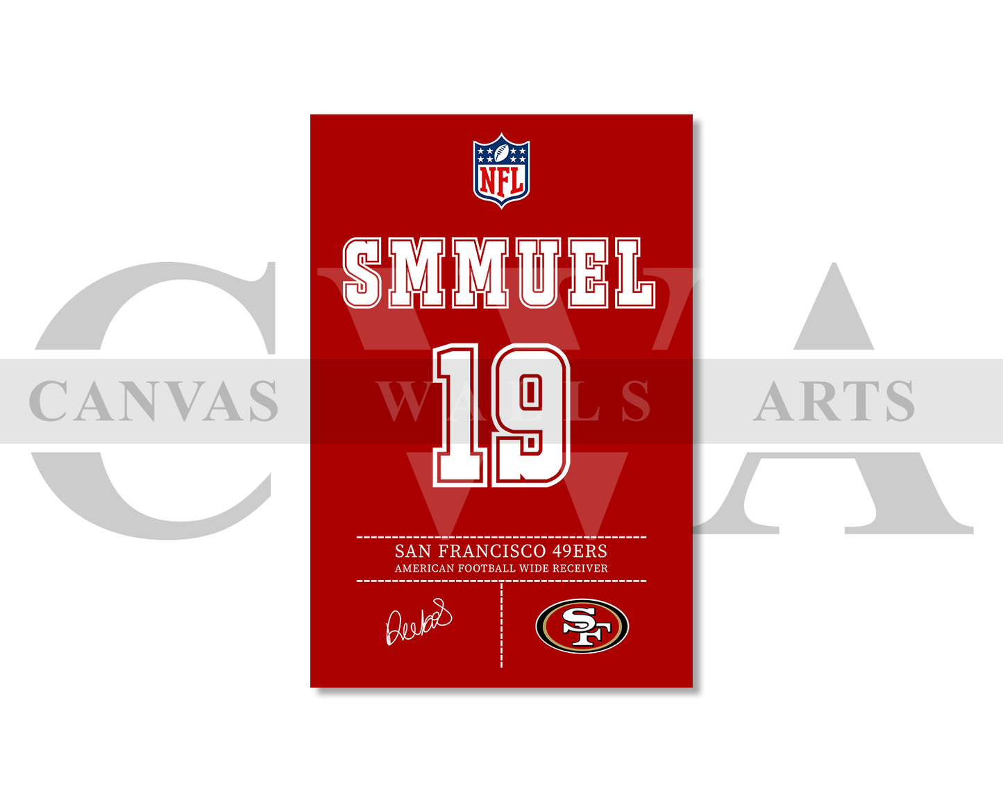 Deebo Samuel Canvas Wall Art - NFL Jersey Poster | American Football Canvas Print