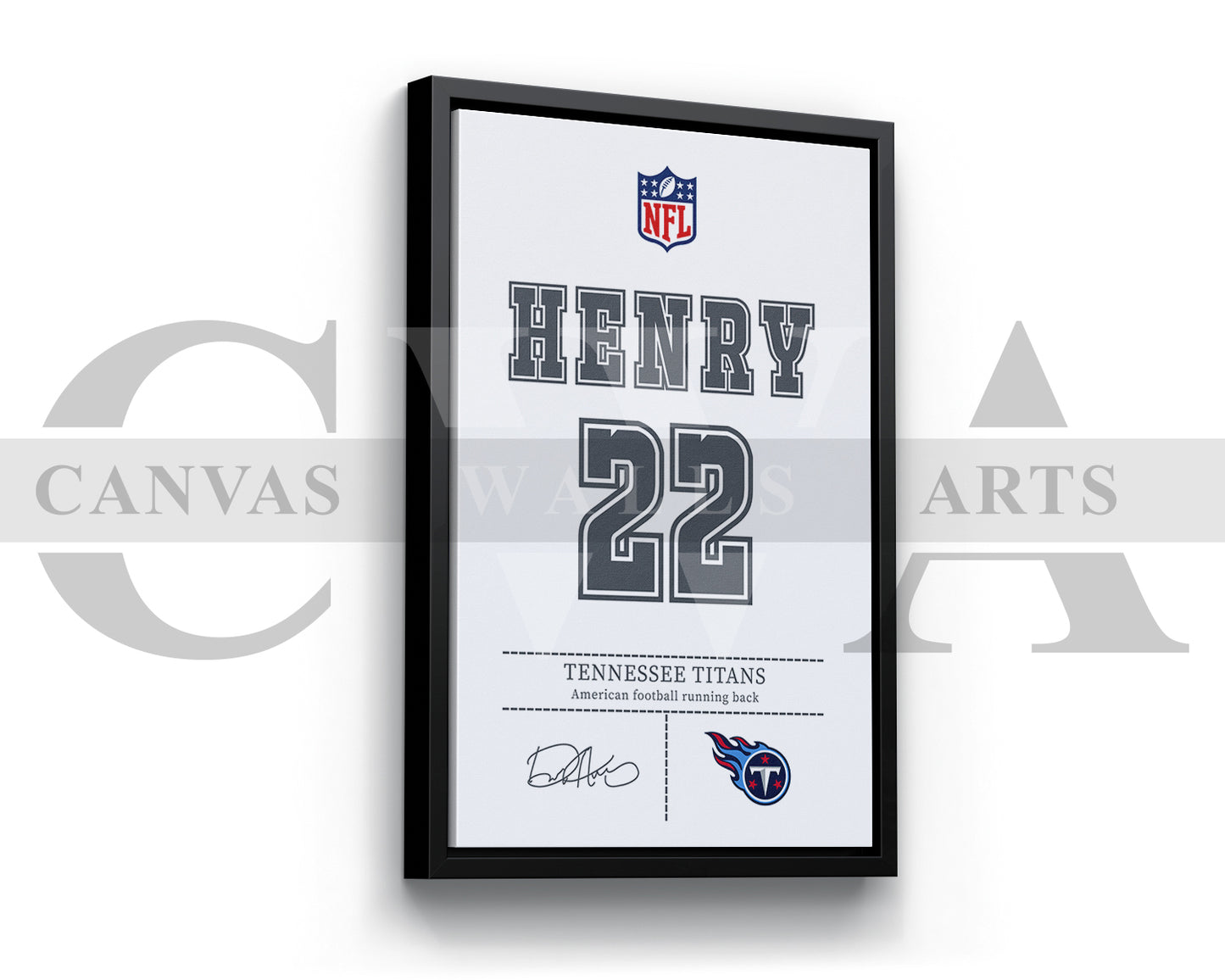 Derrick Henry Canvas Wall Art - NFL Jersey Poster | Sports Canvas Wall Art