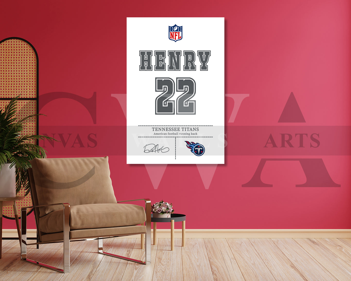 Derrick Henry Canvas Wall Art - NFL Jersey Poster | Sports Canvas Wall Art