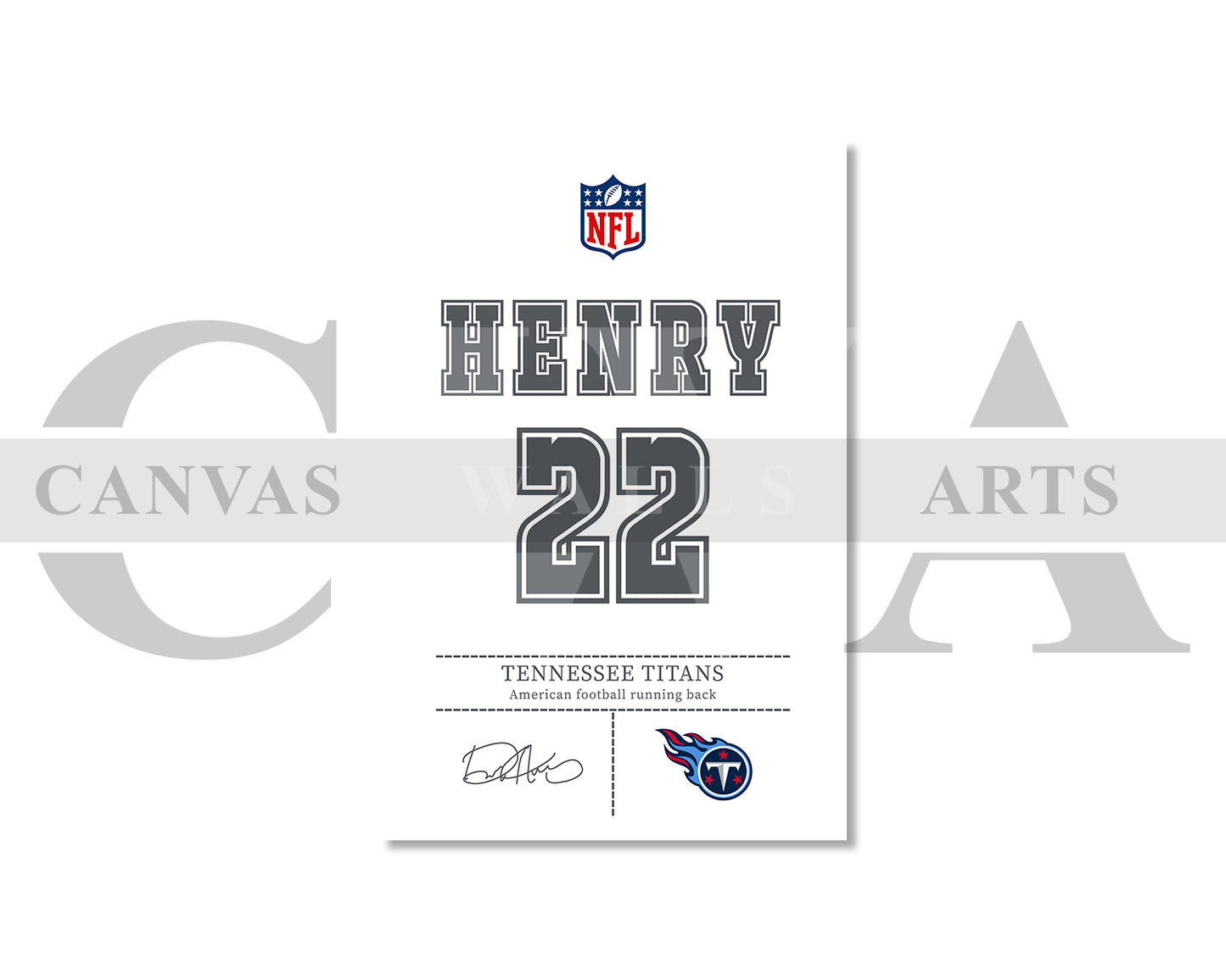 Derrick Henry Canvas Wall Art - NFL Jersey Poster | Sports Canvas Wall Art