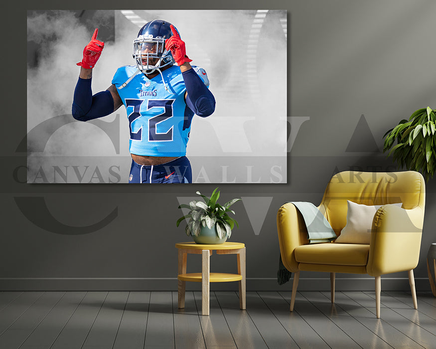 Derrick Henry Black & White Canvas Art American Football Canvas Wall Art