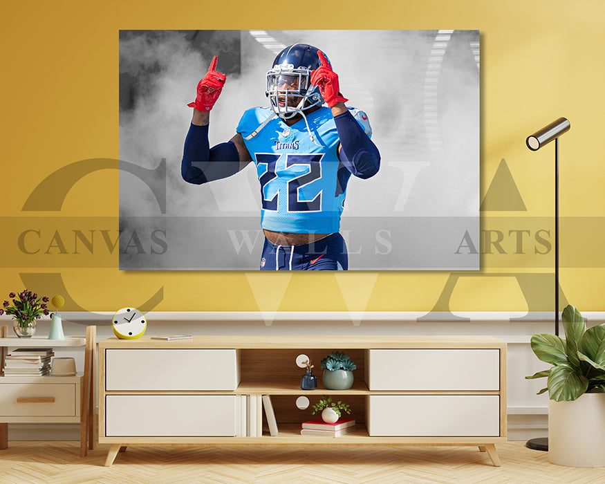 Derrick Henry Black & White Canvas Art American Football Canvas Wall Art