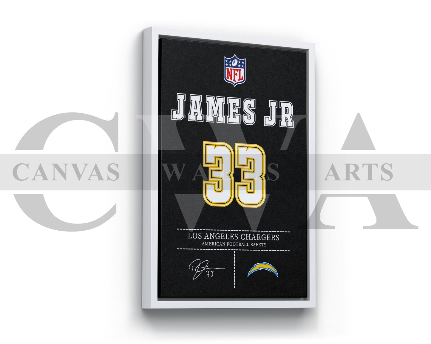 Derwin James Canvas Wall Art - NFL Jersey Poster | Canvas Frame Ready To Hang