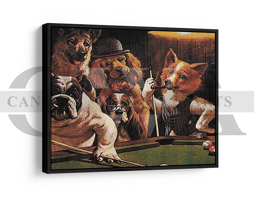 Dog Pool Painting Canvas Wall Art Animal Poster Frame