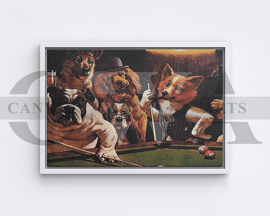 Dog Pool Painting Canvas Wall Art Animal Poster Frame