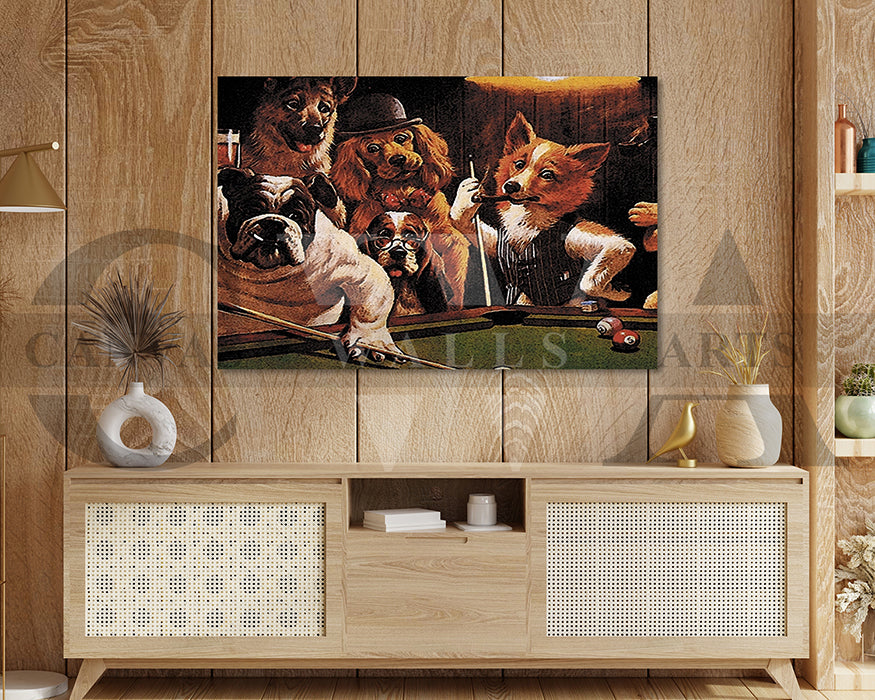 Dog Pool Painting Canvas Wall Art Animal Poster Frame