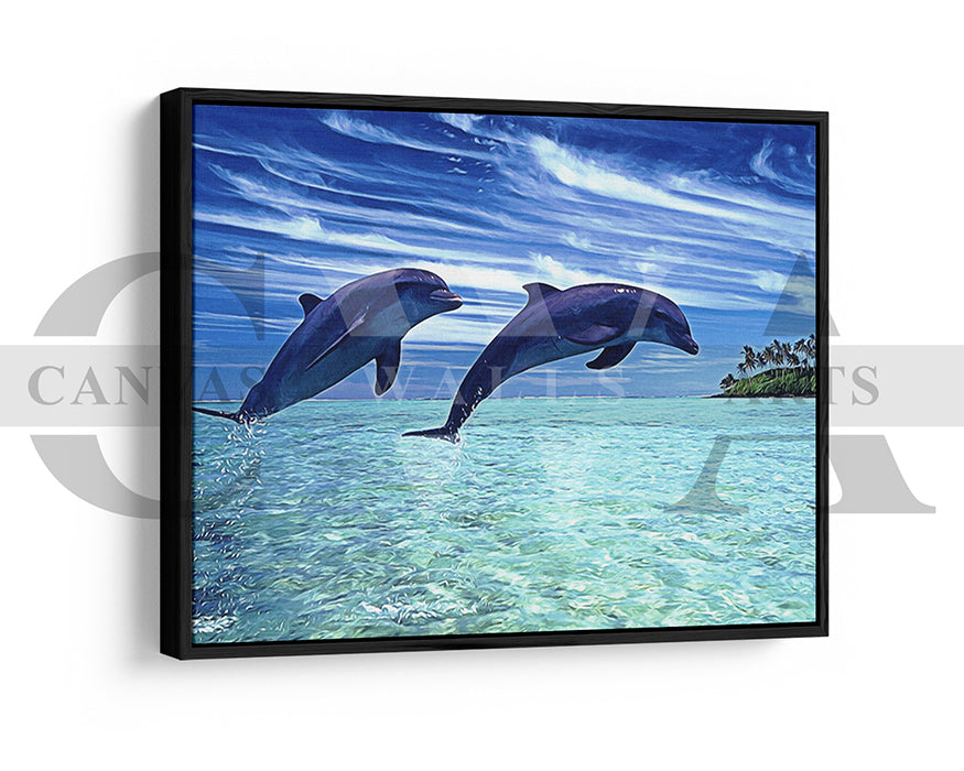 Dolphin Painting Canvas Wall Art Animal Poster Print