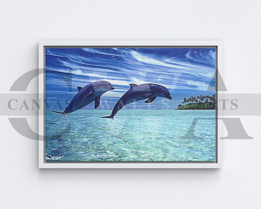 Dolphin Painting Canvas Wall Art Animal Poster Print