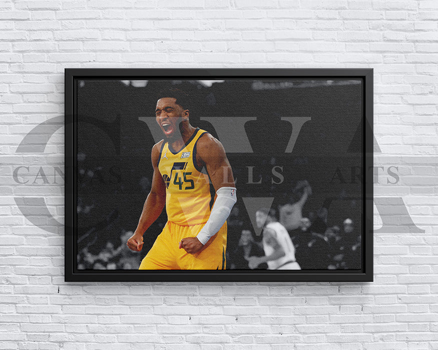 Donovan Mitchell Black & White Canvas Art Basketball Canvas Wall Art