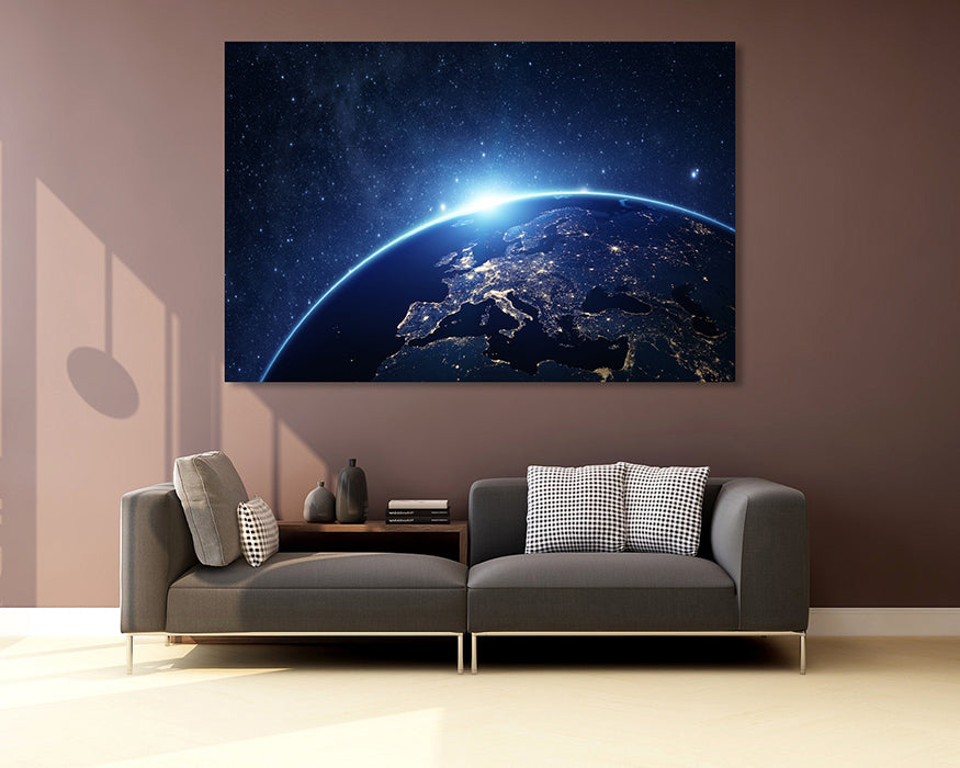 Earth Galaxy Canvas Wall Art Planet Earth from Space Home Decor