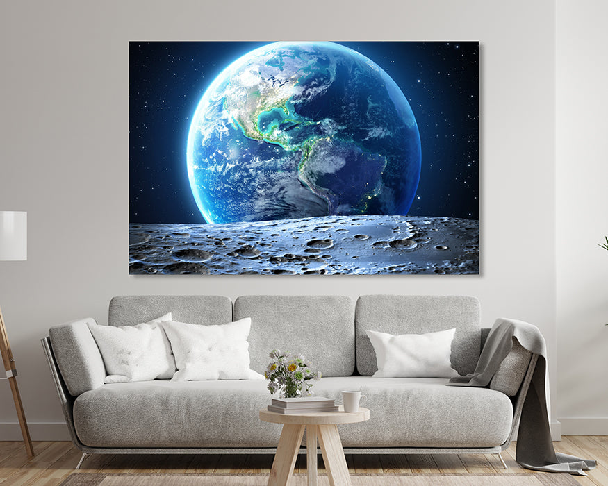 Earth from Moon Canvas Wall Art