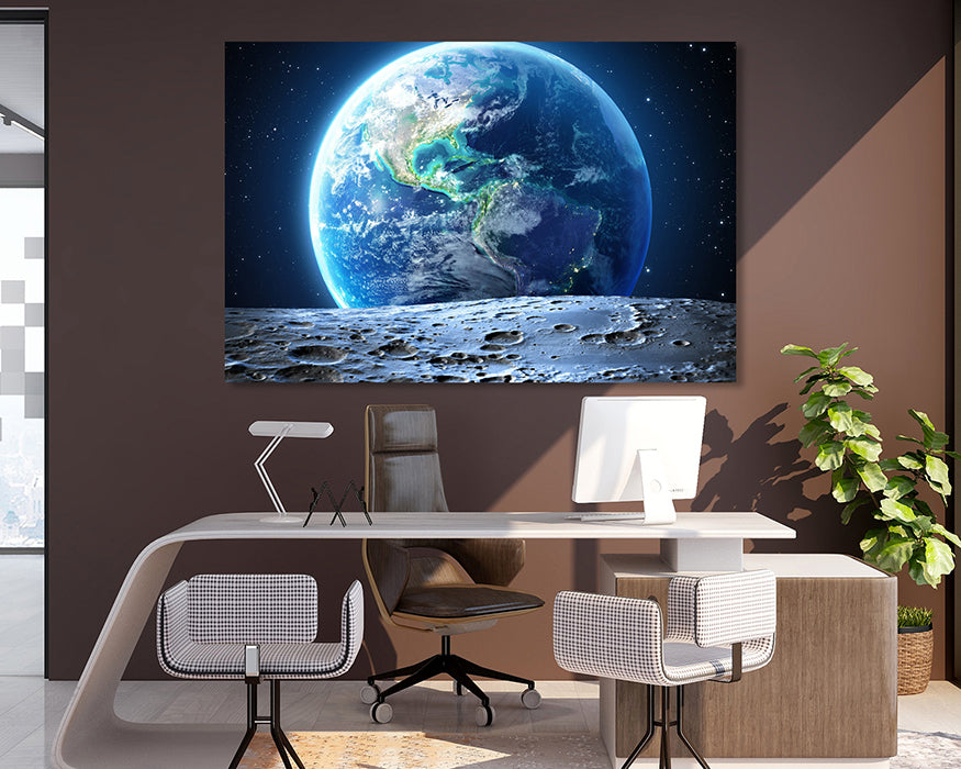 Earth from Moon Canvas Wall Art