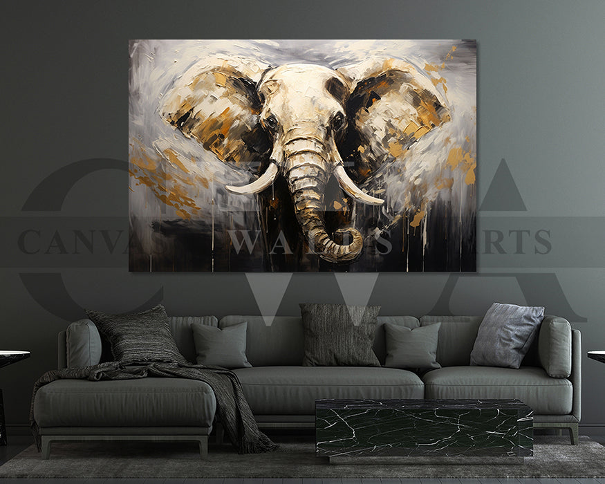 Elephant Painting Canvas Wall Art Animal Poster Print