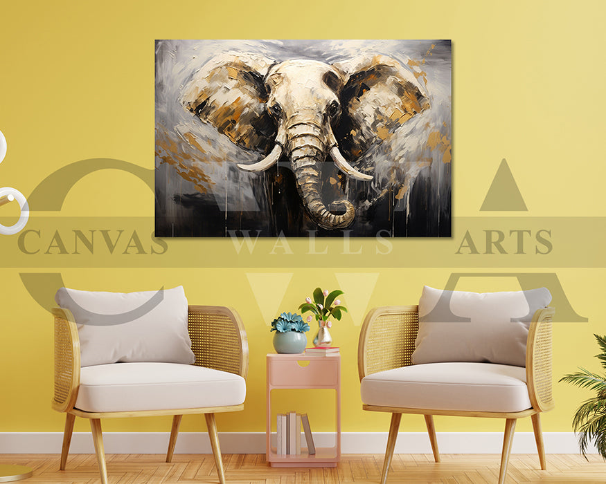 Elephant Painting Canvas Wall Art Animal Poster Print