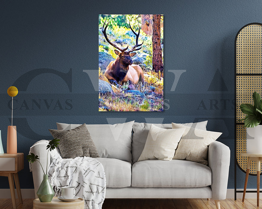 Elk Bull Canvas Wall Art Animal Poster Print