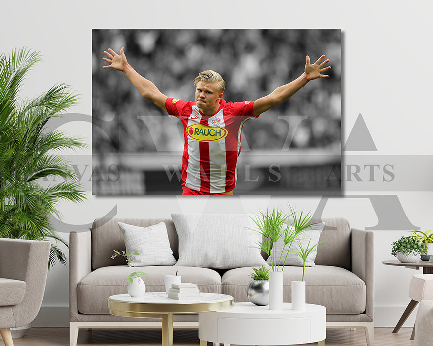 Erling Haaland Black & White Canvas Art Soccer Canvas Wall Art