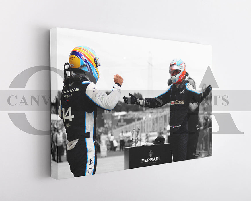 Esteban Ocon Black & White Canvas Art F1 Canvas Wall Art