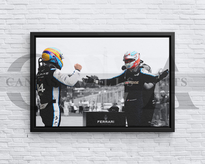 Esteban Ocon Black & White Canvas Art F1 Canvas Wall Art