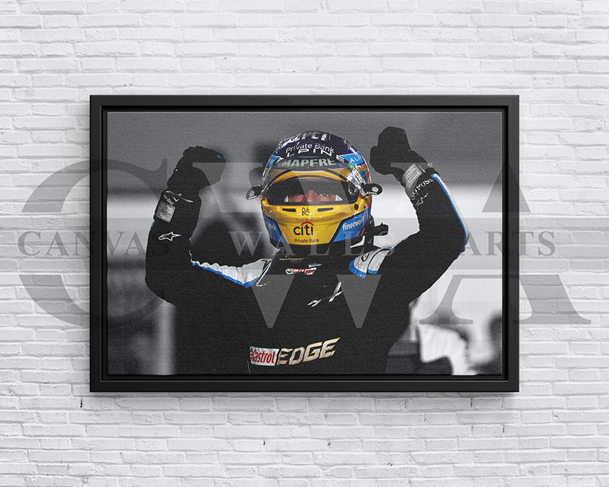 Fernando Alonso Black & White Canvas Art F1 Canvas Wall Art