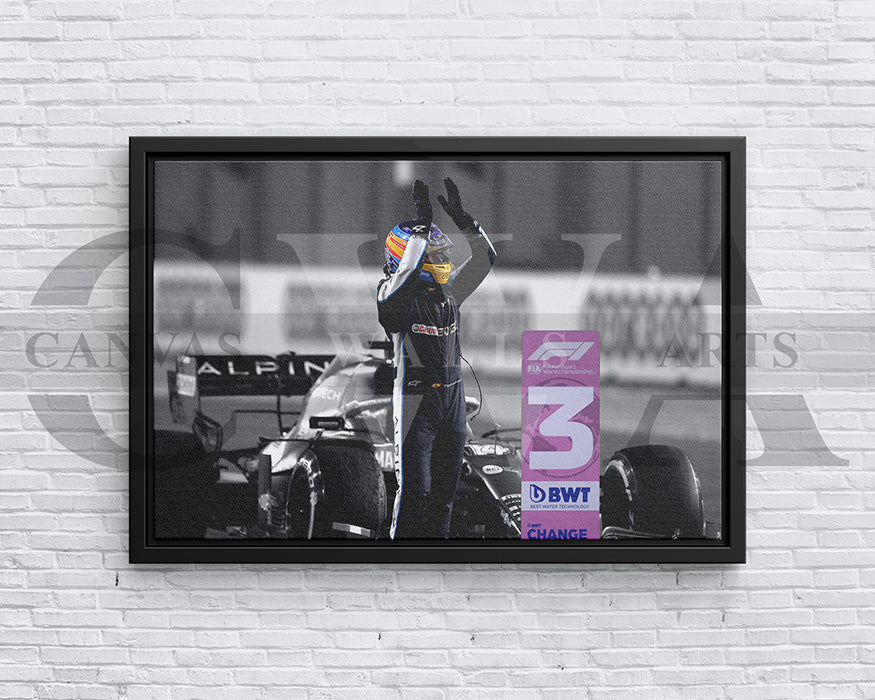 Fernando Alonso Black & White Canvas Art F1 Canvas Wall Art