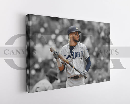 Fernando Tatís Jr Black & White Canvas Art Baseball Canvas Wall Art